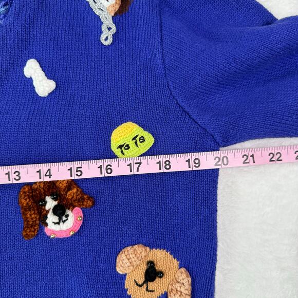 Vintage Jack B. Quick Blue Puppy Dog Applique V-Neck Cardigan Size Small - Picture 5 of 14